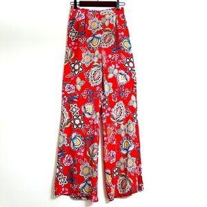 Yumi Kim Floral Flare Boho Pants Sz M Brite Colorful Side Pockets Style PT-1402